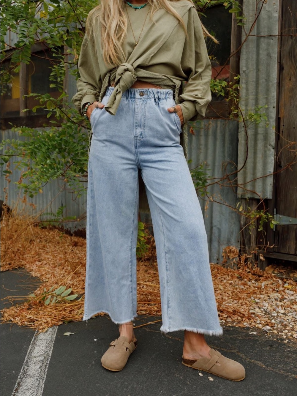 THREE BIRD NEST Simply You Wide Leg Jeans in Light Wash
